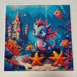 Ready to Frame Completed Diamond Painting Picture Cute Dragon Kids Room Decor